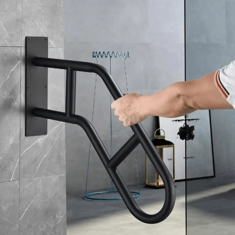 Iron Handrail Safety U-Shaped Design Wall-Mounted Railing Non-Slip Surface Weatherproof Finish Stair Support Children Safety