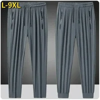 Plus Size 7XL 8XL 9XL Summer Ice Silk Sweatpants Men's High Elastic Gym Joggers Running Quick Drying Sports Pants Men Trousers 1