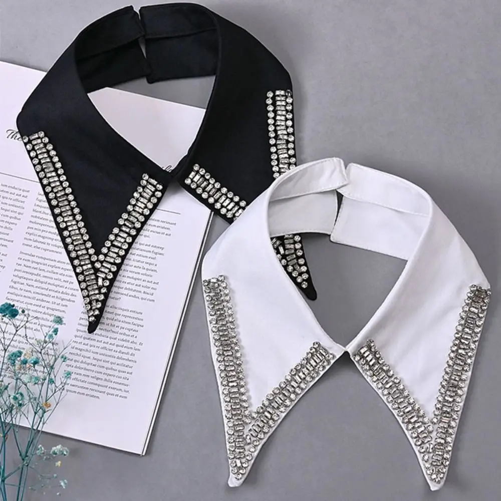 White Black Pearl Fake Collar Portable Lapel Shirt Detachable Collar Neckline Faux Col Clothes Accessories False Collar Women