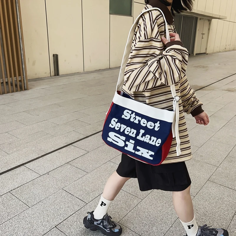 

Large Capacity Canvas Shoulder Bag Letter Printing Women's Bag 2022 Trend Casual Crossbody Bags Big Shopper Bag Daily Female Sac
