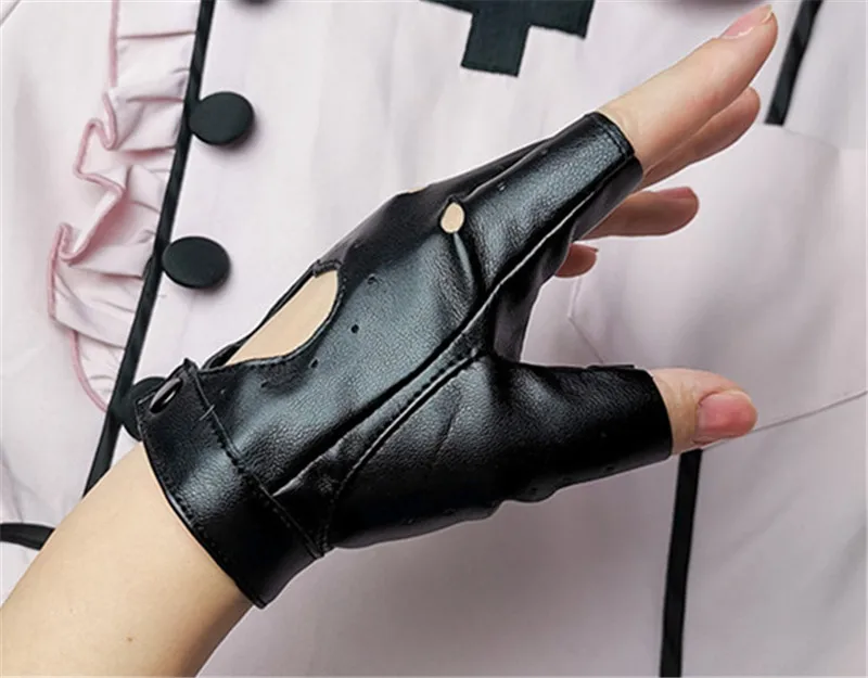 Danganronpa Monokuma Finger Handschuh Schwarz Weiß Leder Handschuhe Cosplay Kostüm Zubehör Unisex Anime Requisiten