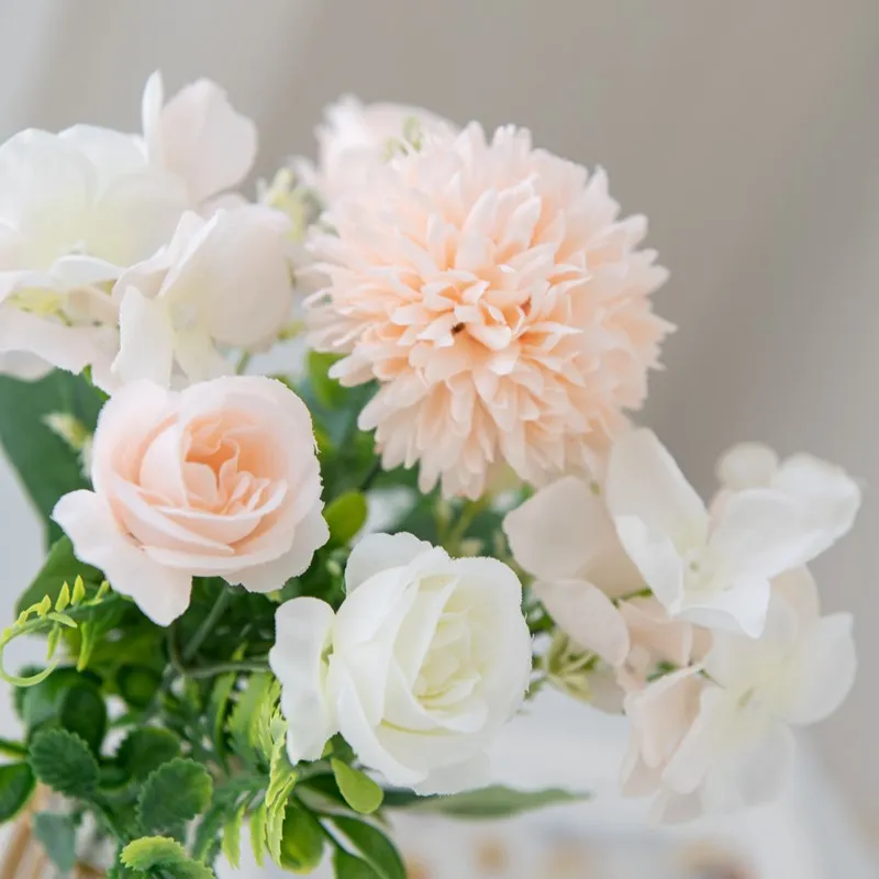 Seide Rose Chrysantheme Brautstrauß Künstliche Blume Hochzeit Outdoor Garten Haus Zimmer Bonsai Dekor Kranz DIY Geschenk Zubehör – Detail 10