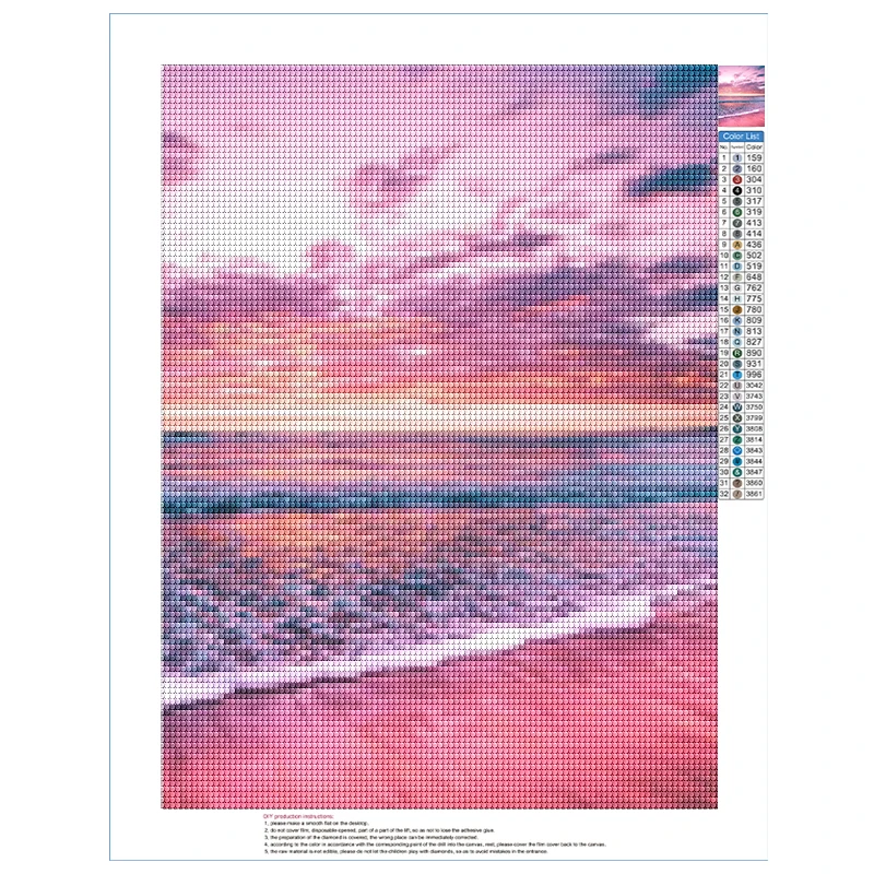 Beautiful Scenery Mosaic Painting Diamond Art Cross Stitch Kit Sea Beach Sunset Coconut Tree DIY Rhinestone Embroidery Deco