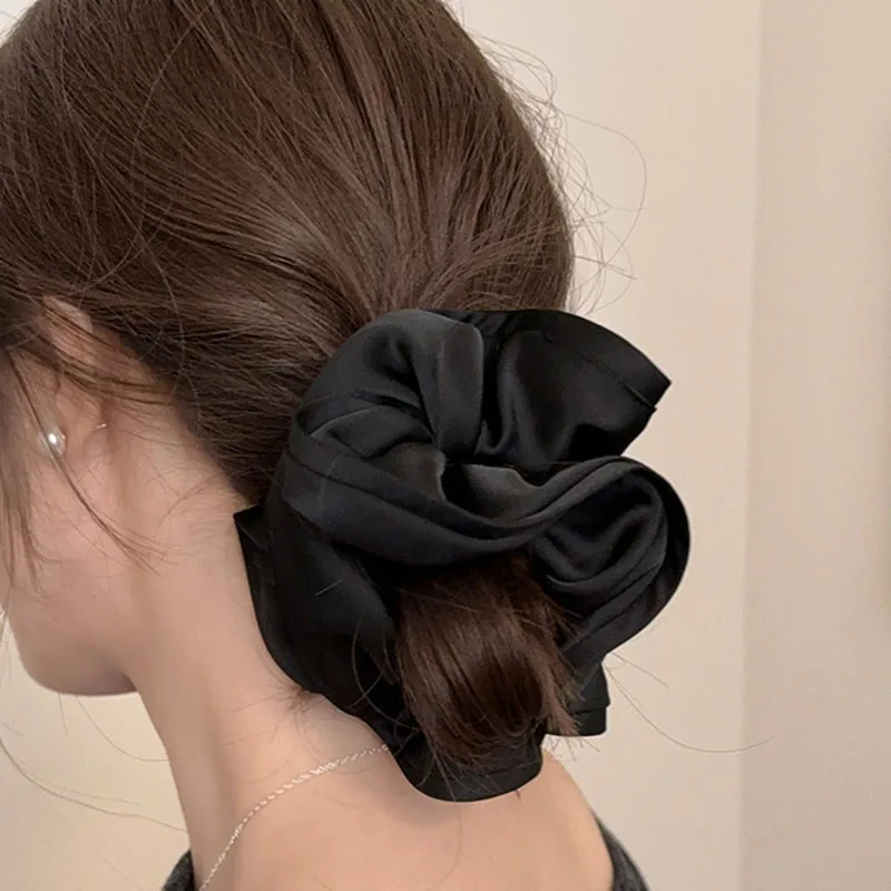 Einfache Satin-Haargummis für Damen und Mädchen, modische Haarbänder, Pferdeschwanz-Haargummis, elastische Haaraccessoires – Detail 2