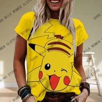 New Arrivals Pokémon Womens T-Shirts Tops Pokemon 3d Print T Shirt Trendy Summer Casual Short Sleeve Pikachu Cute Clothing Tees 2