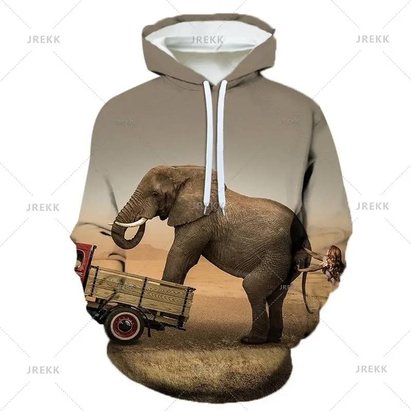 thumbnail image 1 of Venta caliente Sudadera con capucha con estampado 3D de elefante para hombres Sudadera con capucha con gráficos de animales Sudaderas de manga larga de moda Ropa de otoño para niños, 1 of 5