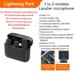 Ulanzi J12 Wireless Lavalier Microphone for Professional Audio and Video Recording (Black Lightning Port)