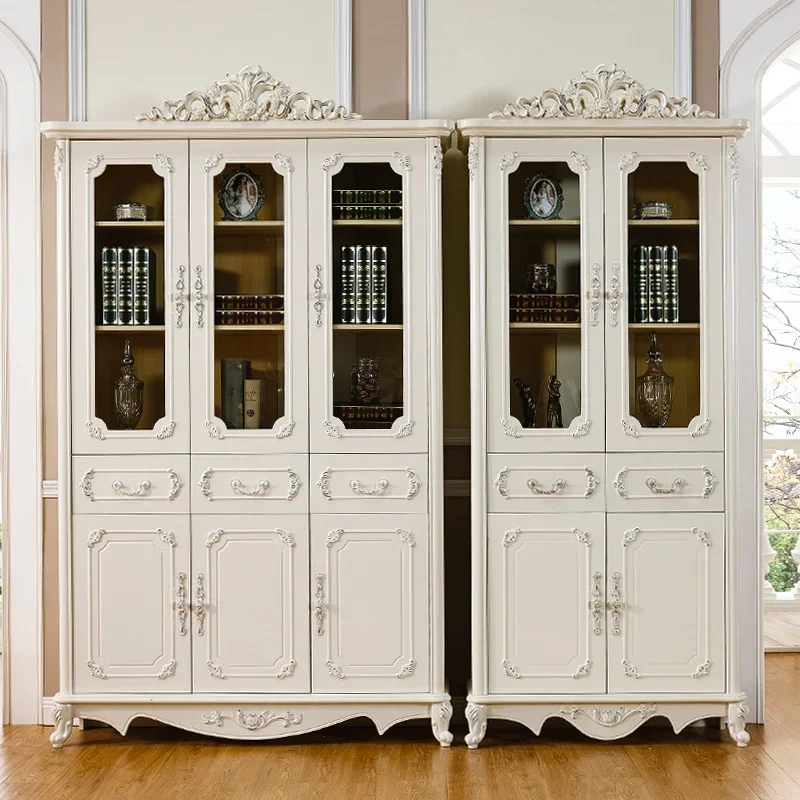 European style desk solid wood computer desk European style bookshelf combination pastoral study set combination