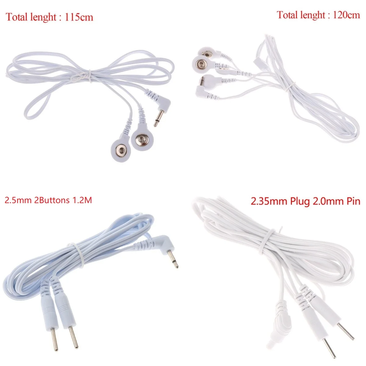 Electrotherapy Electrode Lead Electric Shock Wires Cable For Tens Massager Connection Cable Massage & Relaxation 2/4Buttons electrode wires