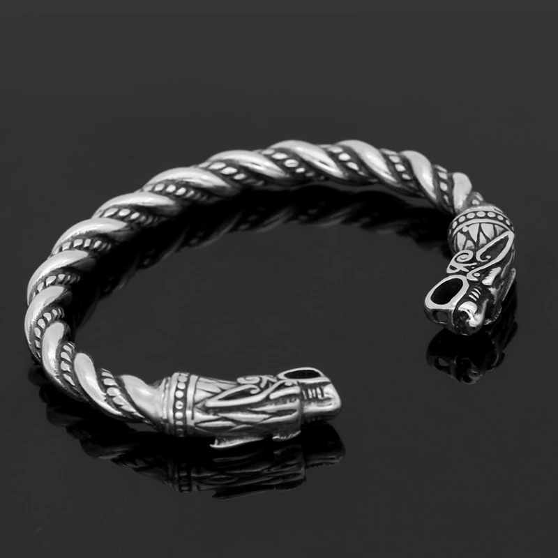 Metal Bracelet Fashion Animal Accessories Goth Hiphop Dragon Head Open Men Bracelet Viking Bangle Wristband Cuff Bracelets Couple Jewelry