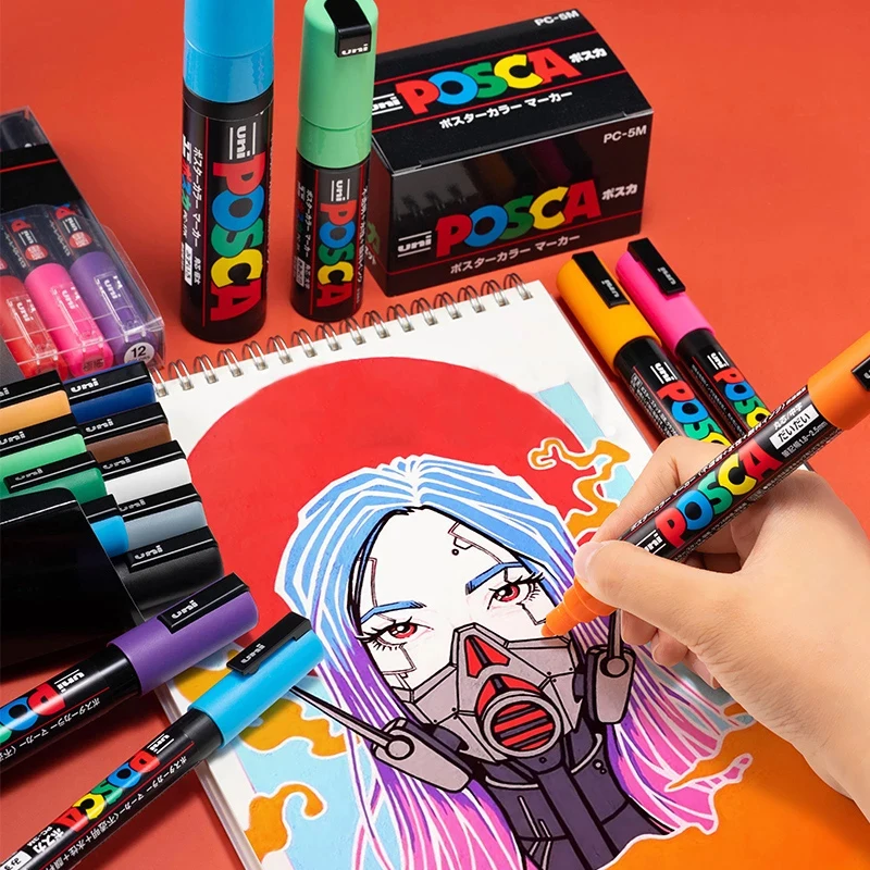 1pcs Uni POSCA Paint Marker Pen Full Colours Range PC-1M 36 Colors PC-3M 45 Colors PC-5M 54 Marking Art Painting paint marker pen