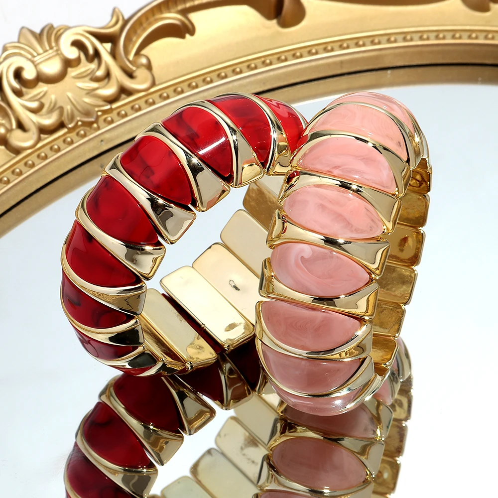Übertriebene Acryl Chunky Geometrische Perlen Manschette Armbänder Mode CCB Unregelmäßige Perle Stretch Armreifen Armband Frauen Schmuck Geschenk – Detail 8
