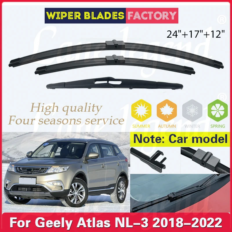 For Geely Azkarra Boyue Pro Farizon Fx 2019~2022 Rear Front Wiper Blades Brushes Cutter Rubber Strip Refill Cleaning Replacement - Windscreen Wipers