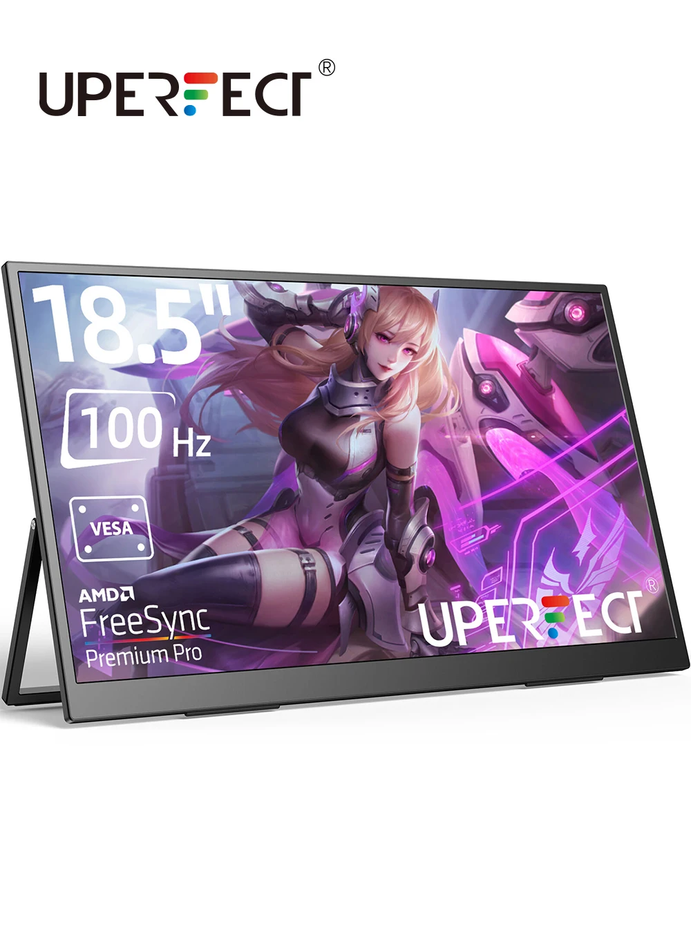 Портативный монитор UPERFECT, 18,5-дюймовый компьютерный дисплей, игровой дисплей, 100 Гц, 100% sRGB, FHD 1080P, USB-C, HDMI, IPS-экран для ноутбука, MacBook, Surface PC, PS4/PS5, Xbox с подставкой, динамики, VESA