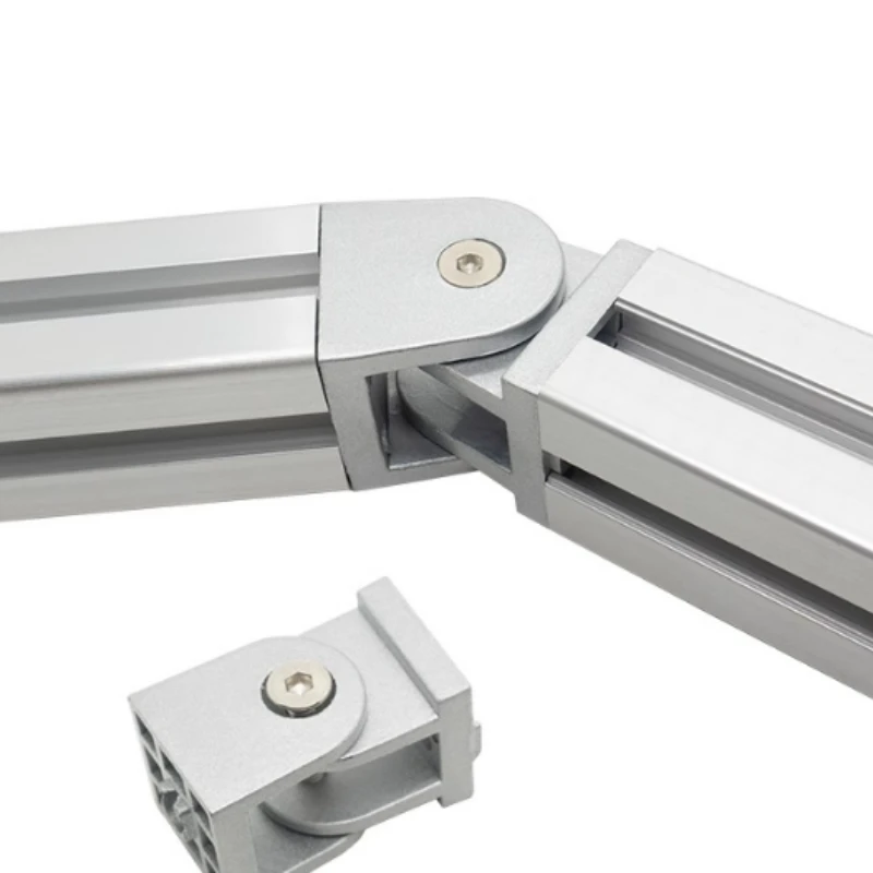 4 Charnières Réglables 4040 Pour Profilés Aluminium - Rotation 180°, Avec Levier, Noir - Connecteur Coudé Pour Cadre 4040