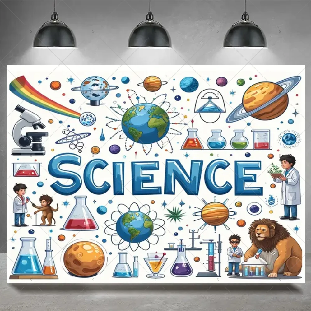 Chemische Wissenschaft Mad Science Spaß Hintergrund Wissenschaftler Junge Mädchen Chemische Geburtstag Party Dekoration Baby Dusche Hintergrund Kinder Geschenk – Detail 4