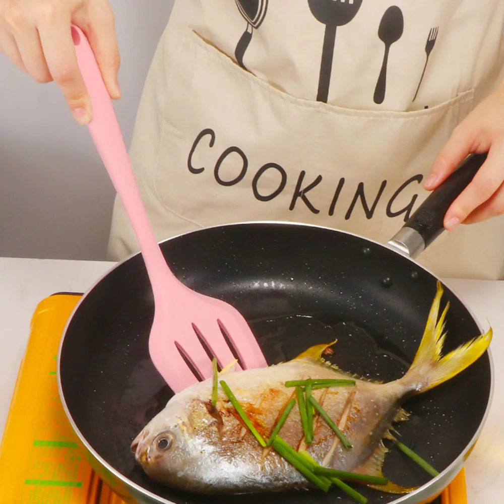 1Pcs Non Stick Pink Silicone Heat-Resistant Kitchen Cookware Spatula Soup Spoon Shovel Turner Utensil Cooking Tools Kitchenware