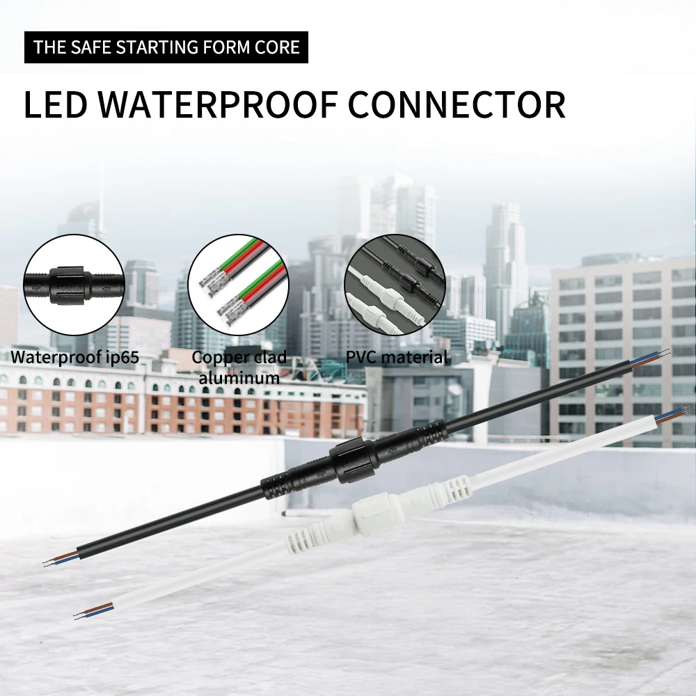 2Pin 3Pin 4Pin 5Pin 5~50Pairs Male to Female Led Connector Waterproof Cable For LED Light Strips 2PCS