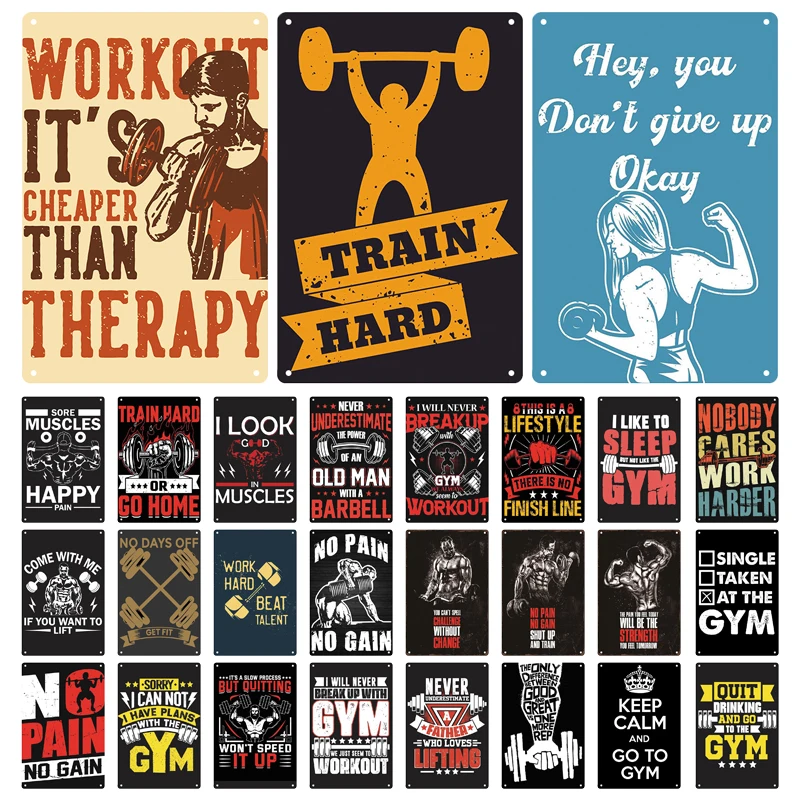 

Gym Retro Metal Tin Sign Fitness Funny Vintage Iron Poster Exercise Motivation Quote Home Bar Pub Garage Man Cave Decor Gifts