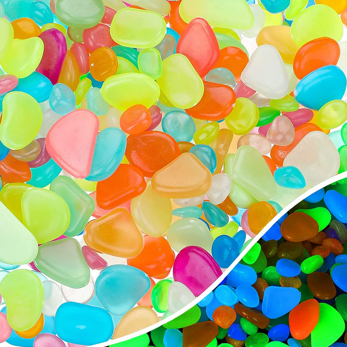 Glow in the Dark Stones 50/100/200Pcs 0.8-1.1cm for Aquarium Gardening Pots Decor Gravel