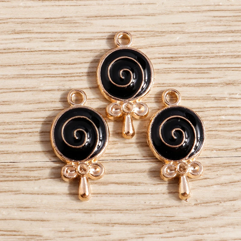 10 Stück 10x18mm Niedliche Emaille-Lebensmittel-Lollipop-Anhänger für Schmuckherstellung Ohrringe Halsketten Armbänder DIY Bastelzubehör – Detail 5