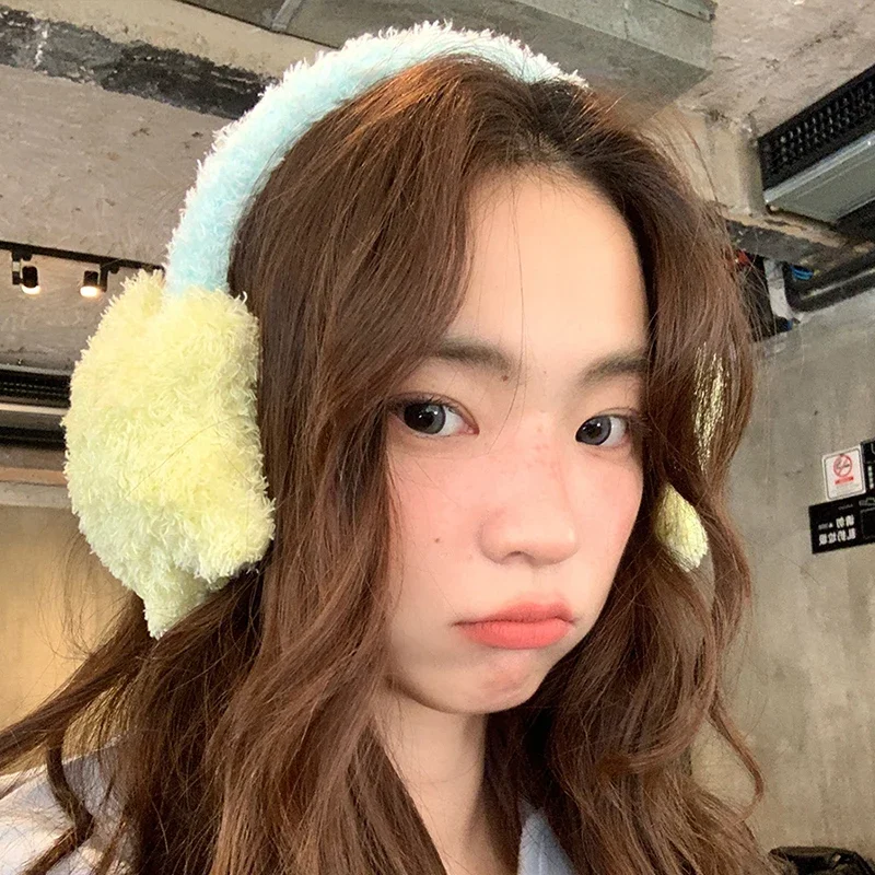 Y2K Star Plush Earmuffs Outdoor Cycling Ear Protection Colour Blocking Ear Bag Warm Winter Warm Earplugs Y2K Headset Cover
