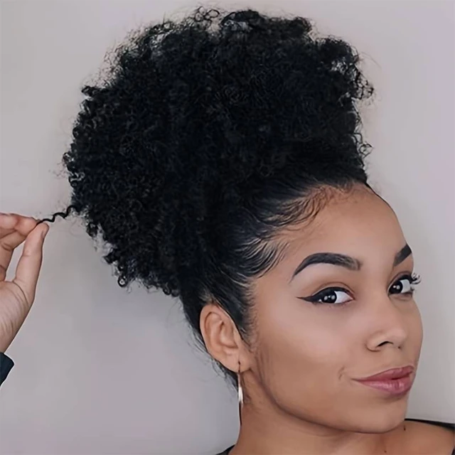 Afro Jew|kinky Curly Clip-in Afro Bun Extensions For Black Women - High  Temperature Fiber