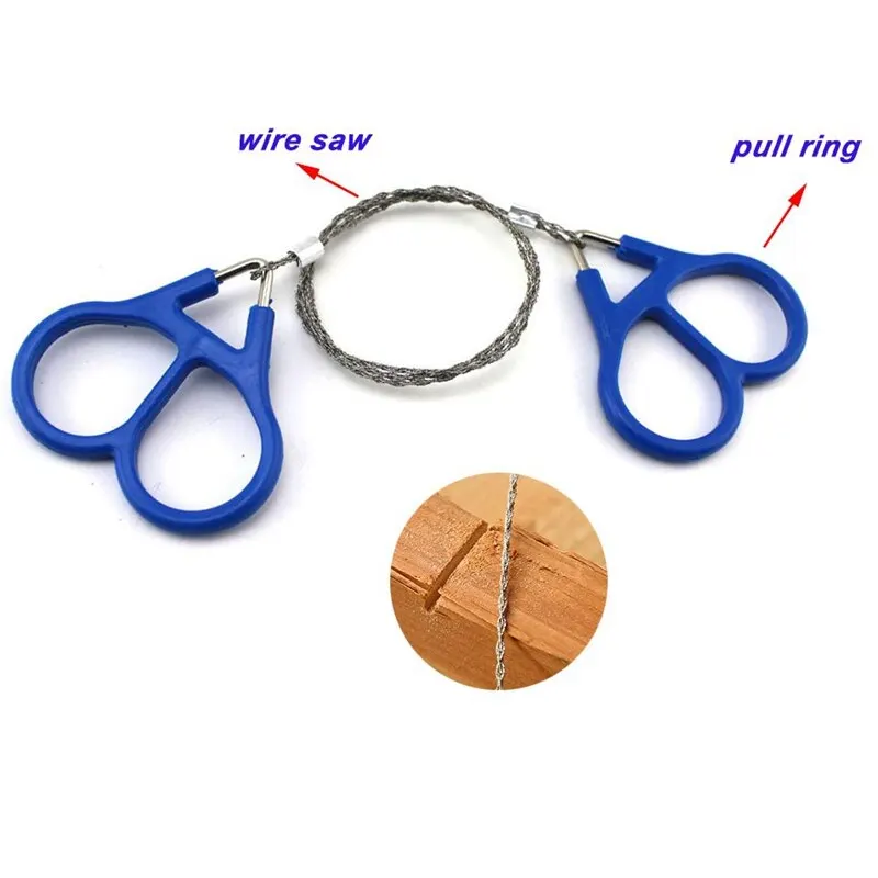 Scie de survie extérieure en fil d'acier avec poignée, outil de coupe, chaîne en acier pour le bois, le camping, la randonnée, la chasse (noir Scie de survie extérieure en fil d'acier avec poignée, outil de coupe, chaîne en acier pour le bois, le camping, la randonnée, la chasse (noir