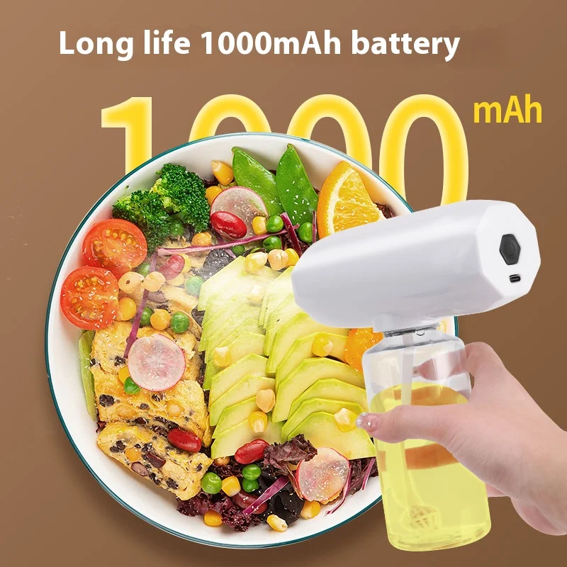 Electric Oil Spray Bottle 300Ml Glass Cooking Oil Dispensers Olive Butters Sprayers for Kitchen Air Fryer Bbq Salad Baking