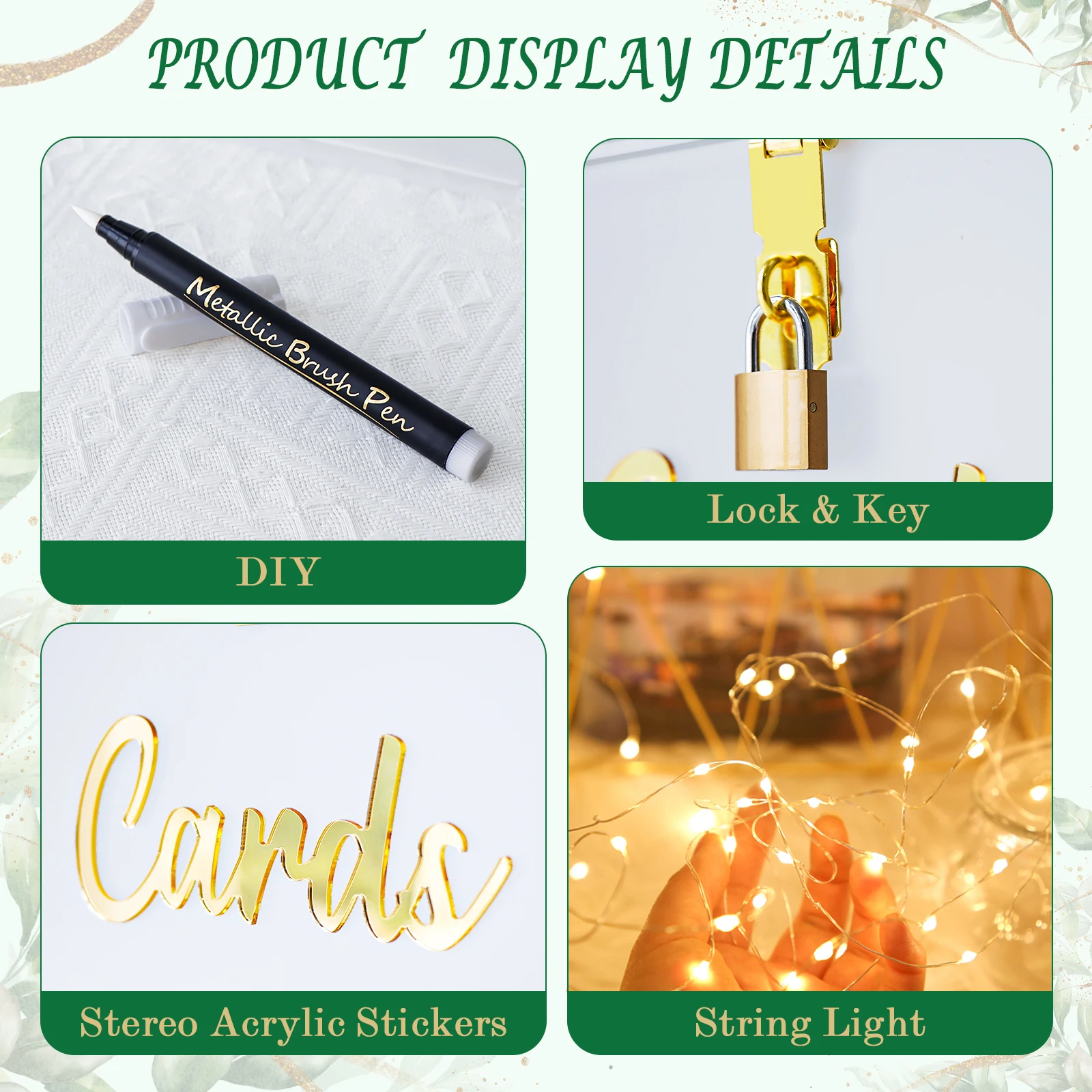 Frosted Acrylic Wedding Card Box with Lock DIY Gift Card Box with String Light and Envelope Money