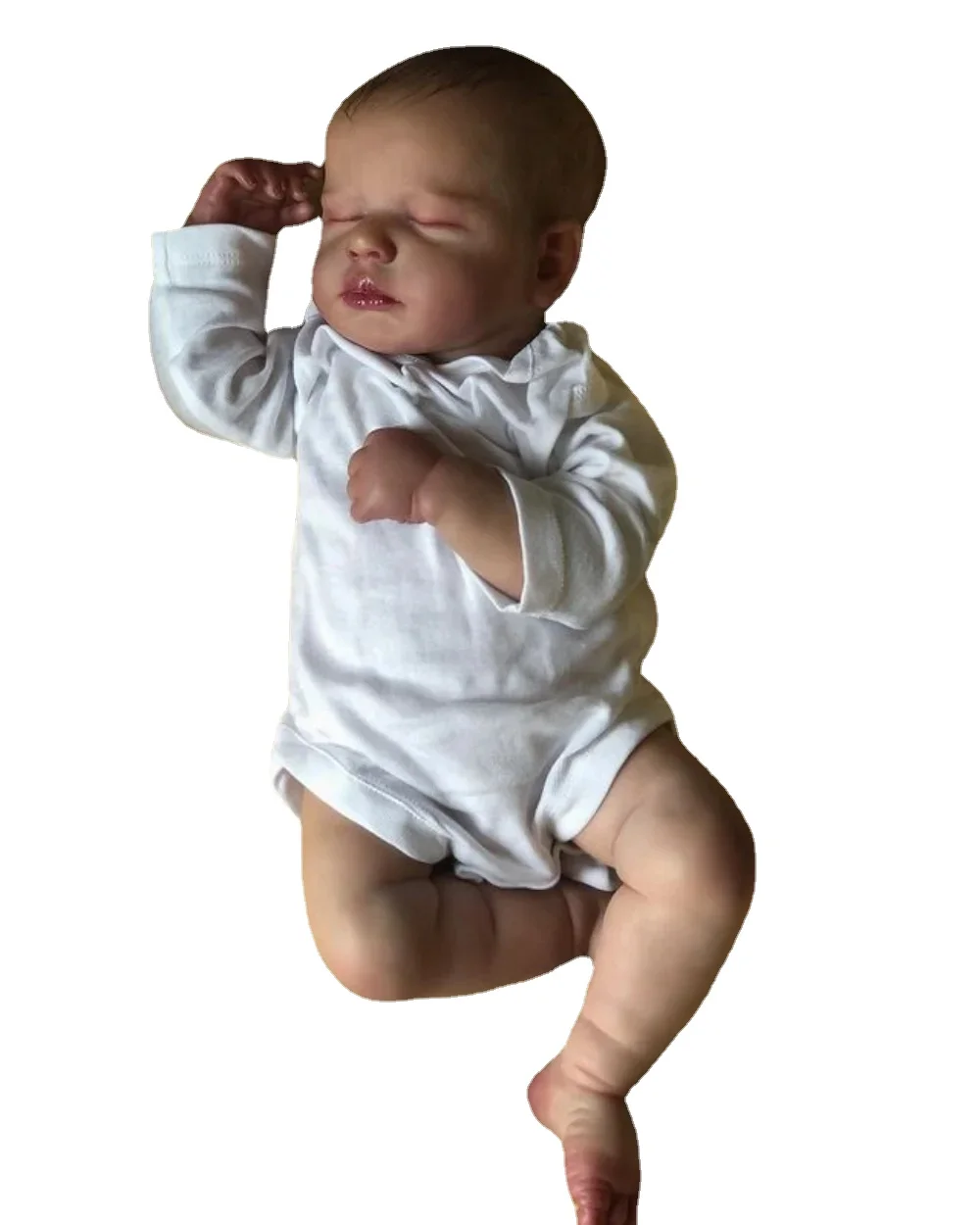 

Спящий малыш-Реборн, кукла-младенец, мягкая на ощупь, с волосами ручной работы, 3d-окрашенная кожа, видимые вены, 19 дюймов