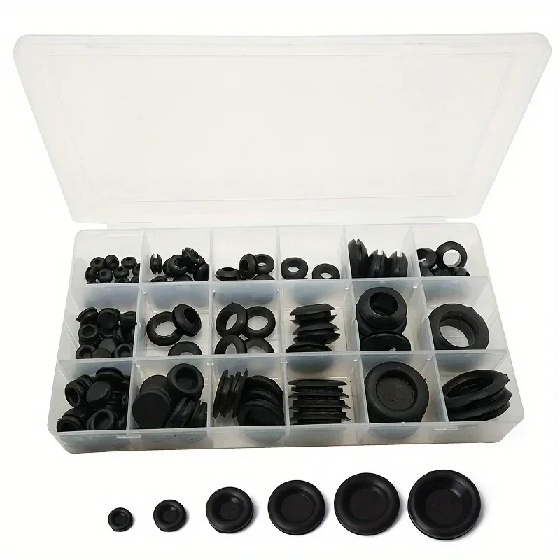 Waterproof Protect Wire Tool 125PCS/BOX 18 Sizes Set Sealing Rubber Cables Grommet Kit Electrical Plugs Conductor Gasket Ring