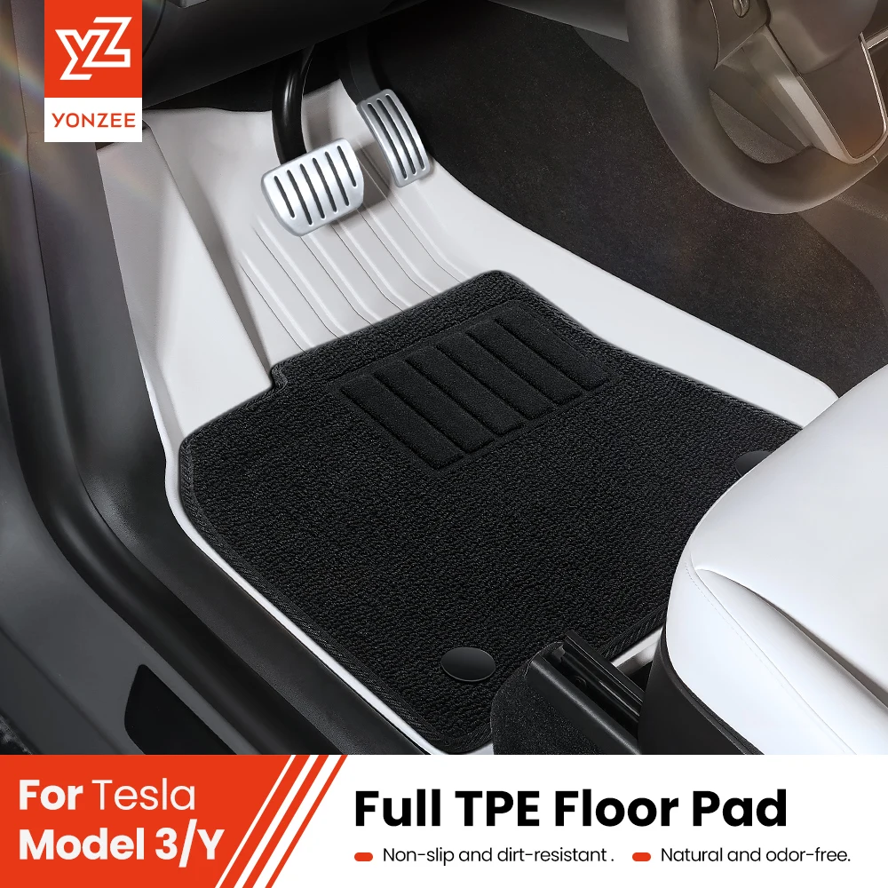 

TPE White Foot Pad For Tesla Model Y 3 Custom Floor Liner Fully Surrounded 2021-2023 Floor Mats Waterproof Non-Slip Carpet