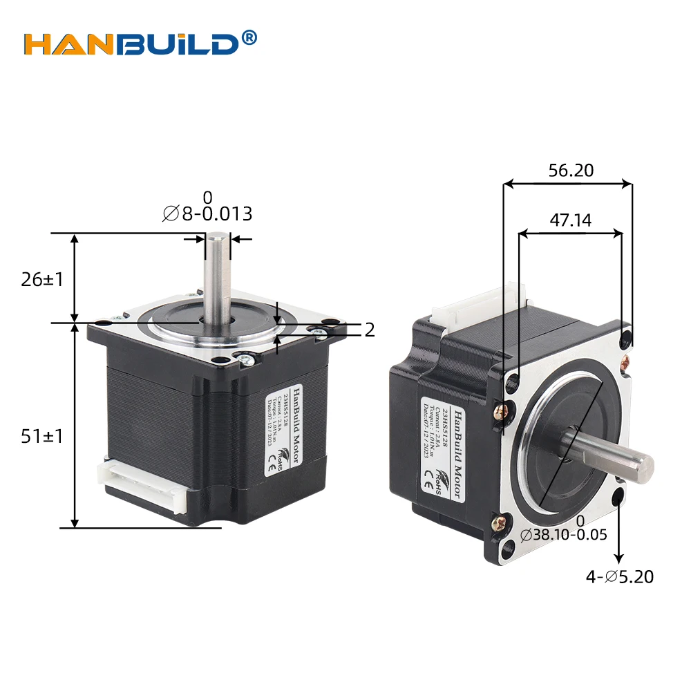 Nema 23 스테퍼 모터 57 모터 101N.cm 2.8A 51mm, 3D 프린터 모니터 장비용, 1 개