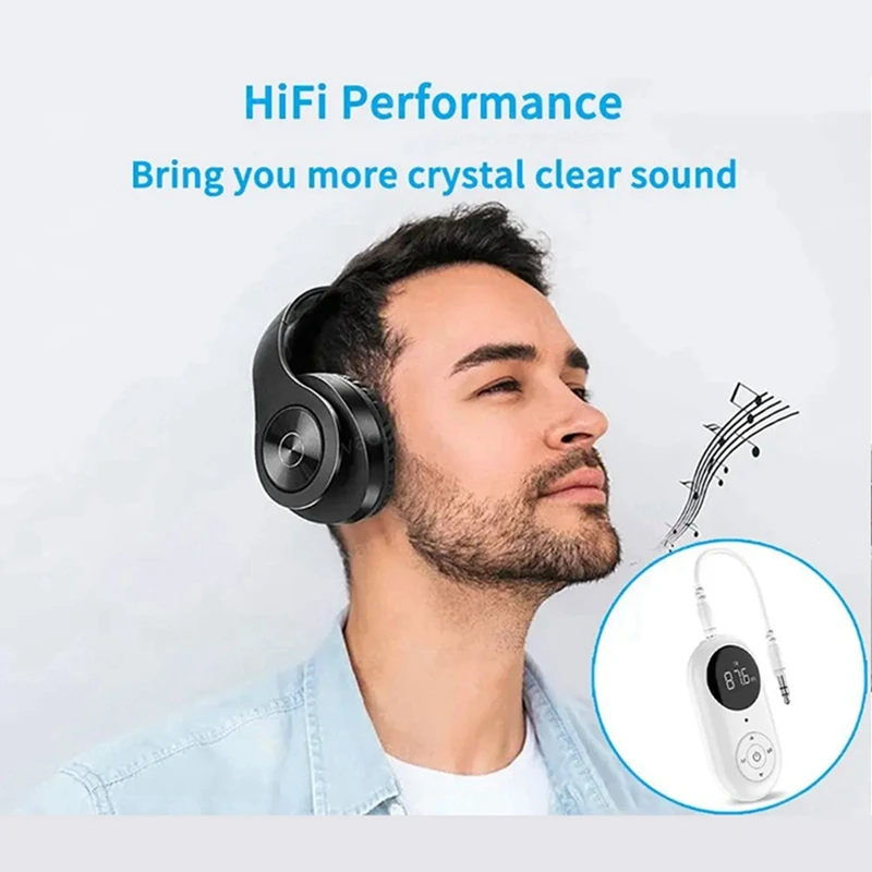 3 In 1 Wireless Audio Adapter With Mic 3.5MM AUX HIFI Stereo Music LED Display For Car PC 1 PCS