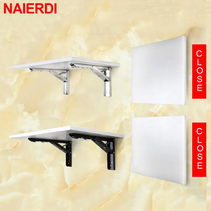 Naierdi-aço Folding Angle Bracket Triângulo Wall Mount Fácil de Instalar para Prateleira Banco Mesa Pcs