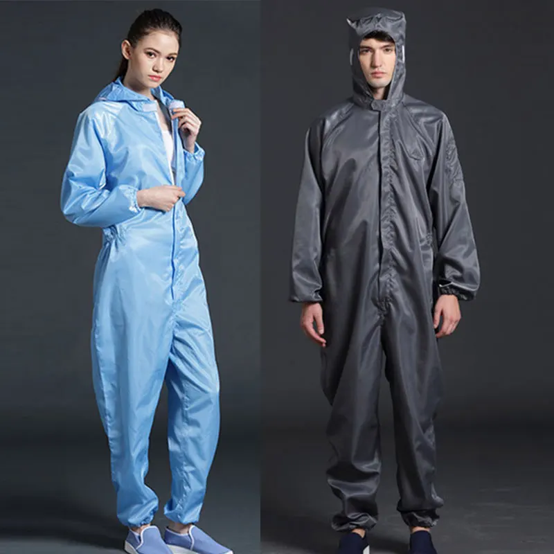 

Unisex Protective One-piece Coveralls Clean Clothes Hood Dust-proof Static clothes Cleanroom Garment Paint Work overall Clothing