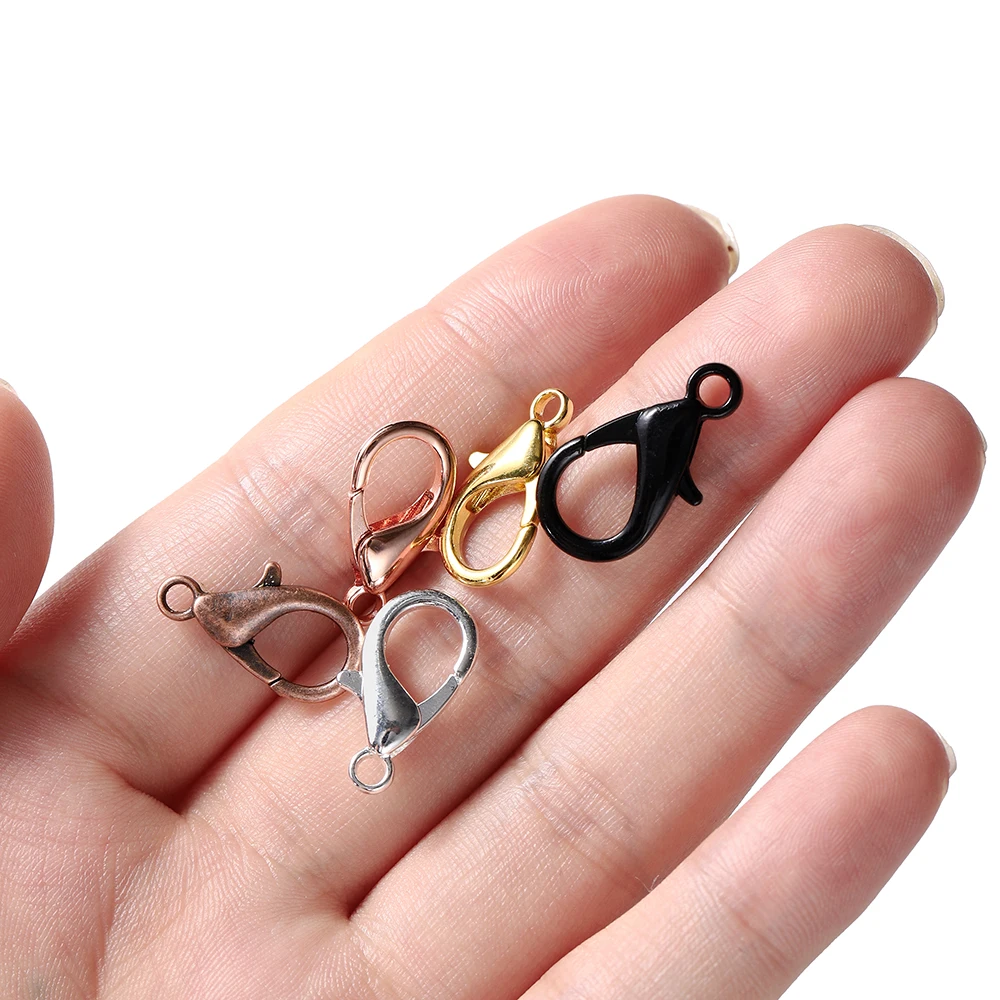 100 pcs/묶음 금속 로브스터 집게 팔찌 목걸이용 고리 체인 마개 액세서리 DIY 장신구 제작용 재료