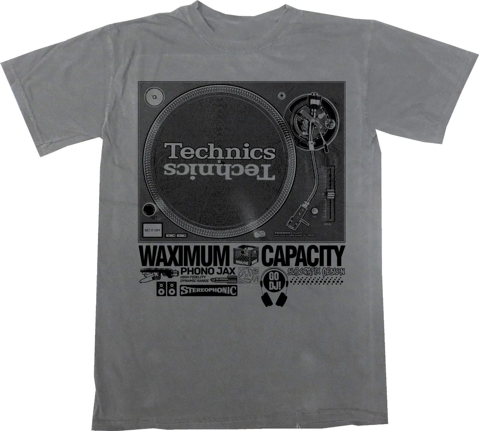 Technics 1200 T Shirt Dj Music Dee Jay Turntablism Hip Hop Grigio Maniche Lunghe O Corte