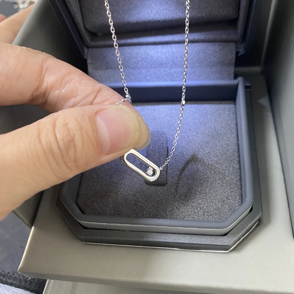 Silver pendant 925 sterling silver women's diamond pendant necklace classic MOVE series 5 water drop diamonds