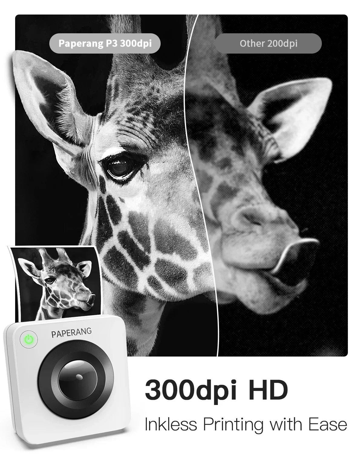 Imprimante Thermique Mini PAPERANG P1 Bluetooth - Pour Photos, Étiquettes Et Notes, Compatible Smartphone