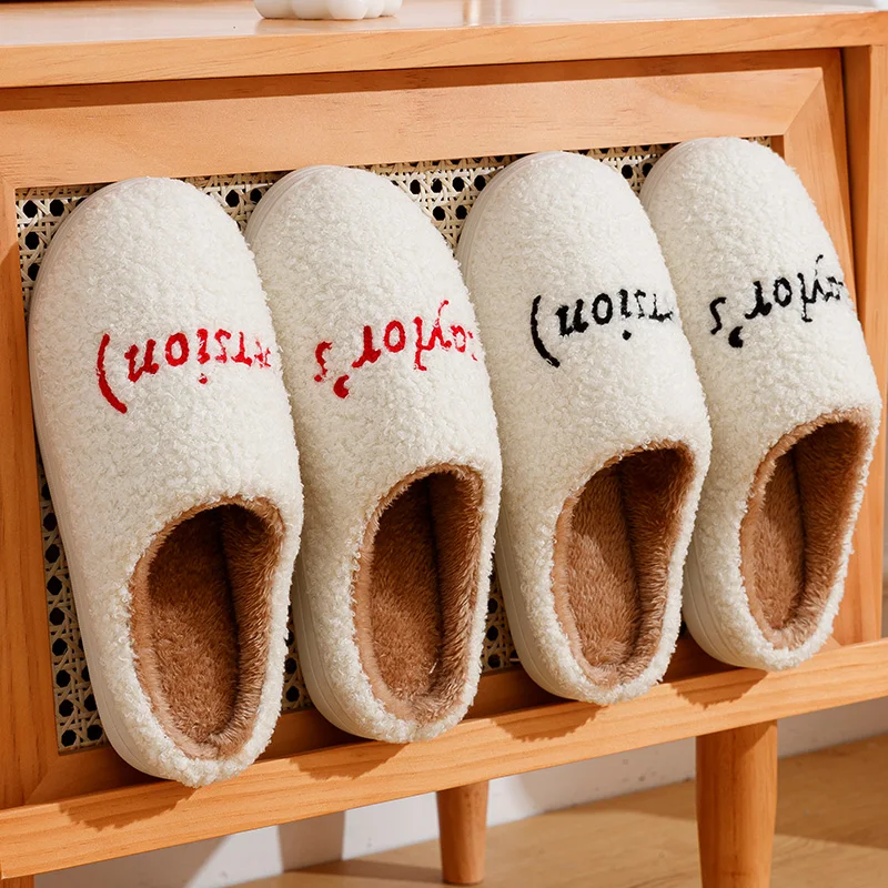 Dames Winter Slippers Rode Taylor 'S Stijl Dikke Zool Versie Swifties Muziek Anti-Slip Bontkussen Glijbanen Pluche Warme Huisschoenen