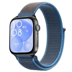 Nylon Loop Strap - Soft Sport Bracelet Band for Huawei Watch Fit 3 (Sea wave blue)