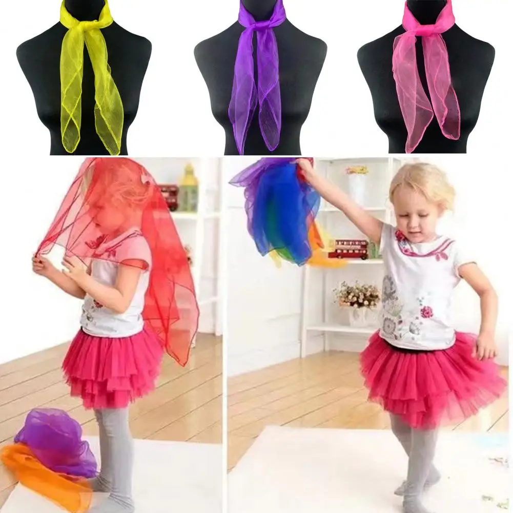 Gauze Scarf Solid Color Kerchief 2 Pcs Women's Smooth Satin See-through Mesh Kerchief Set Adjustable Lightweight Aquaman Dance
