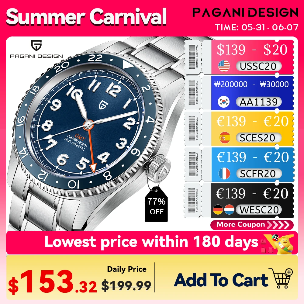 2024 New PAGANI Design PD1784 Top Brand 40MM Men's  Automatic Mechanical Watches Nh34 Sapphire 200M waterproof Relogio Masculino