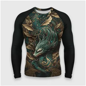 Moda primavera e autunno da uomo China Dragon 3d Printing Classic t-shirt allentata a maniche lunghe Street Personality Plus Size Top 1