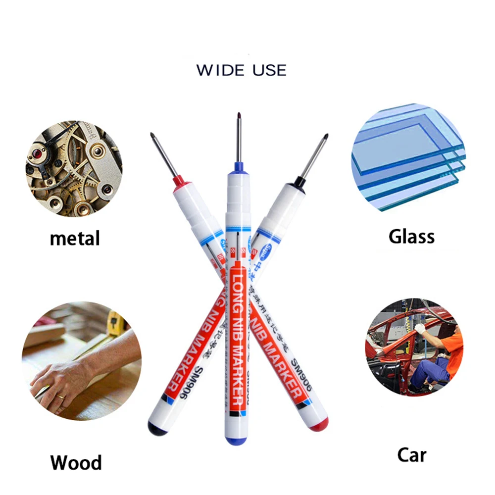 Marker Pen Writing Carpenter Construction Deep Hole Home Decoration Water Resistant Quick Drying Multifunction Long Nib 20mm 1Pc