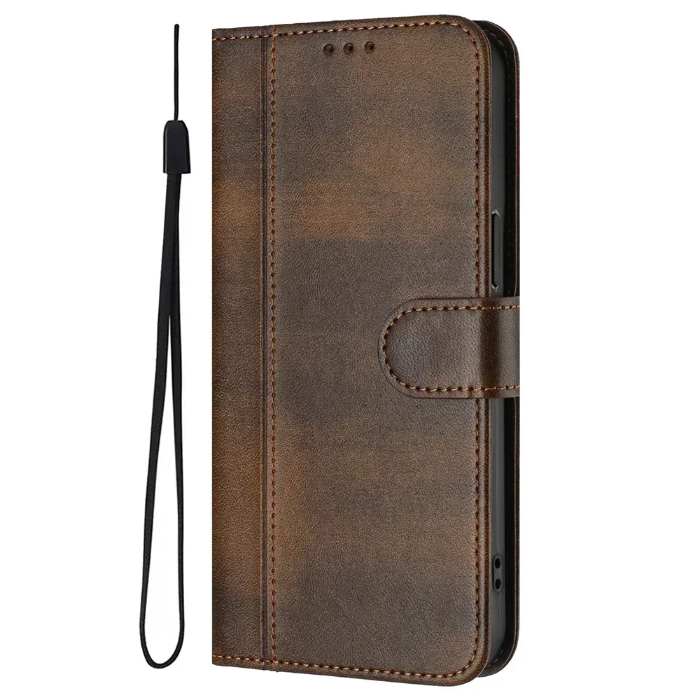 Premium Retro Leather Flip Phone Wallet Case - Durable Protective Cover