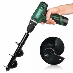 Tarière spirale pour arbre de jardin en acier, foret en spirale, jardinière de fleurs, bulbe de la maison, literie, trou de plantation, outils ménagers, noir 