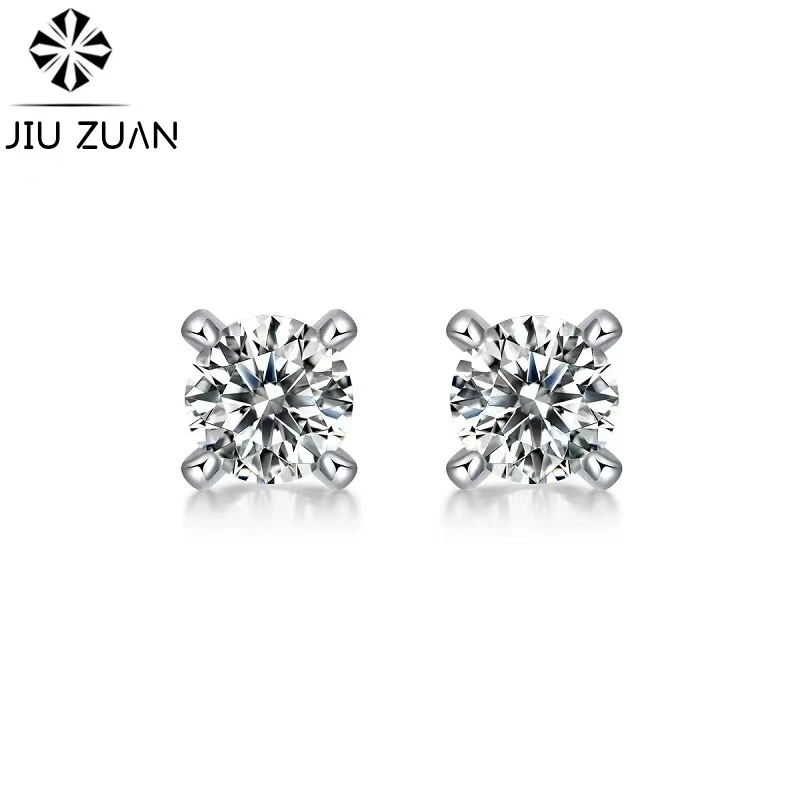 

0.5 Carat 5.0mm D Color Moissanite Stud Earrings For Women Top Quality 100% 925 Sterling Silver Sparkling Wedding Jewelry